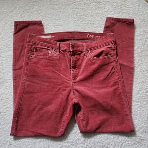 GAP 1969 Red Corduroy Modern Stretch True Skinny Jeans Women Size 32 R